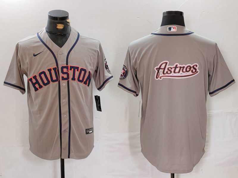 Men Houston Astros Blank Grey Nike Game 2024 MLB Jersey style 5